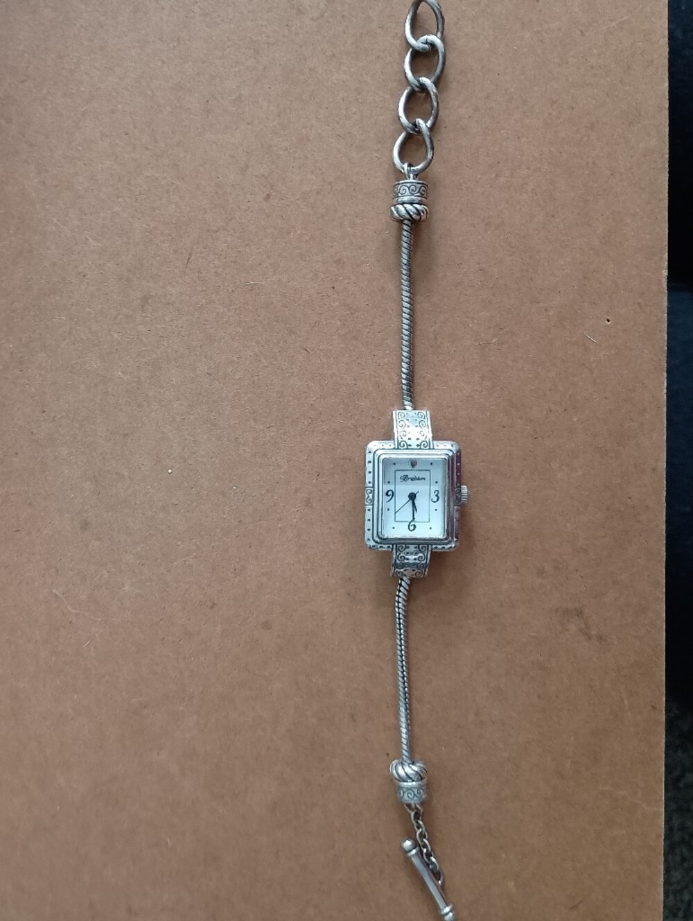Brighton Silver-Tone Decorative Link Bracelet Watch